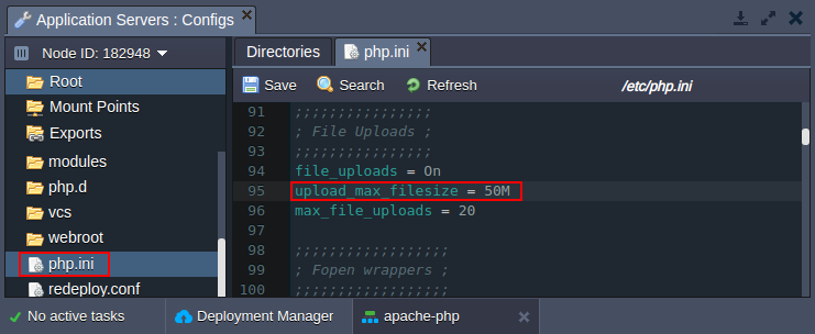 Apache adjust php.ini file