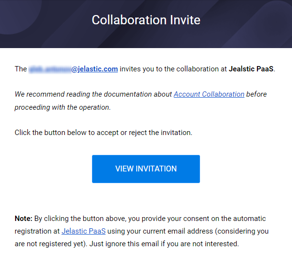 collaboration invite email