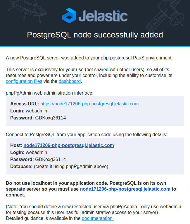 postgresql database email
