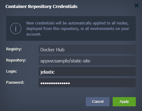 change container repository credentials