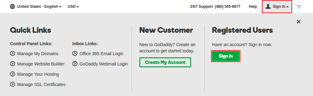 log into domain registrar