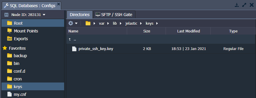 database keys folder