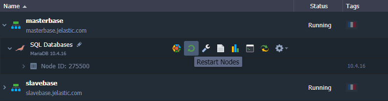 master DB restart node
