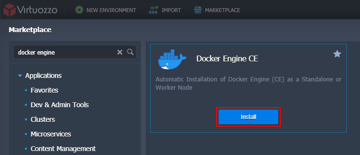 Docker Engine in Marketplace