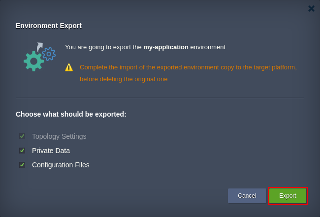 setup environment export