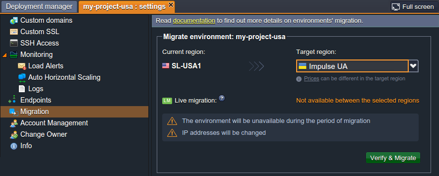 live migration not available