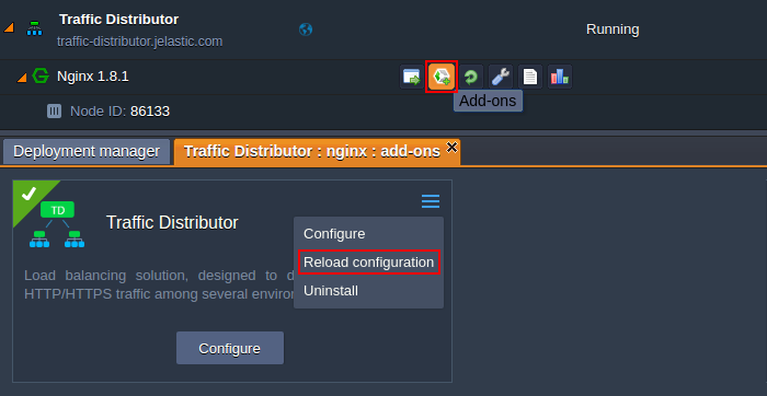 Traffic Distributor reload configuration
