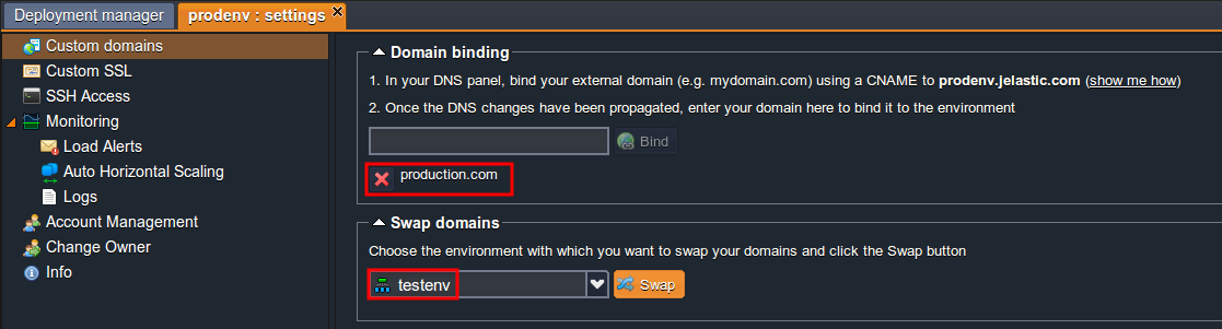 swap domains