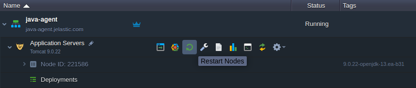 restart nodes button