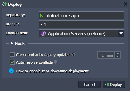 deploy .NET Core application