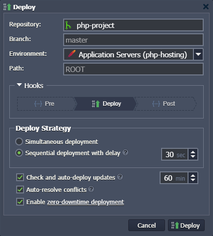 PHP application deployment