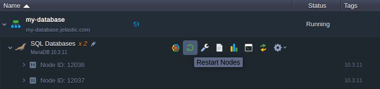 restart database nodes