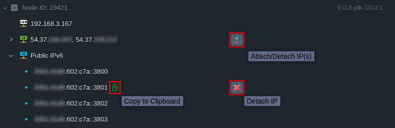 dashboard manage external ip addresses