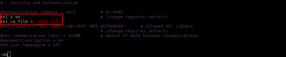 enable SSL on PostgreSQL server