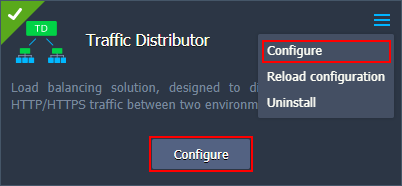 Traffic Distributor reconfigure button