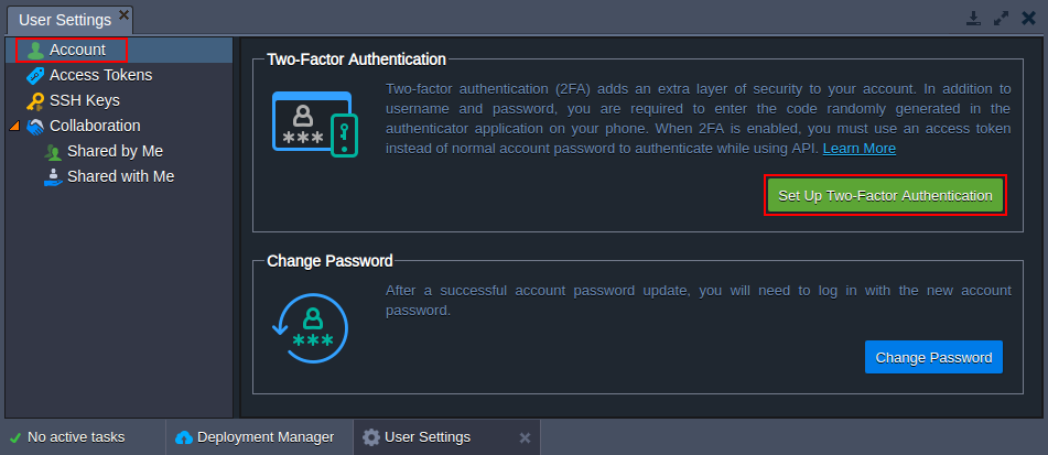 set up two-factor authentication button