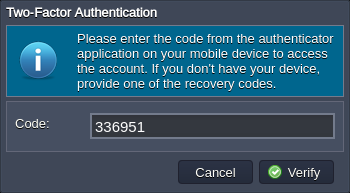 two-factor authentication log in