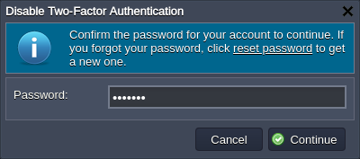 password confirmation  dialog
