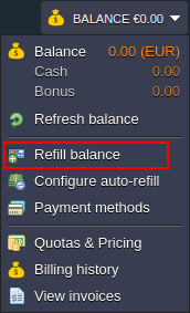 refill balance button