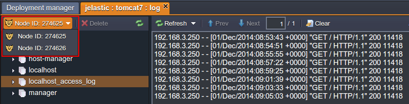 select node to view logs