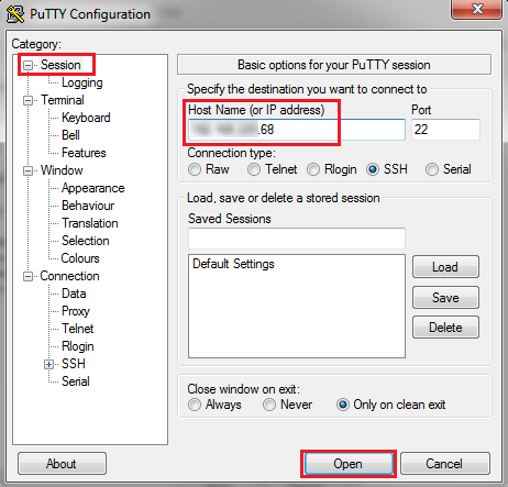 elastic vps putty shh connection