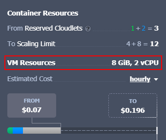 VM resources and cost